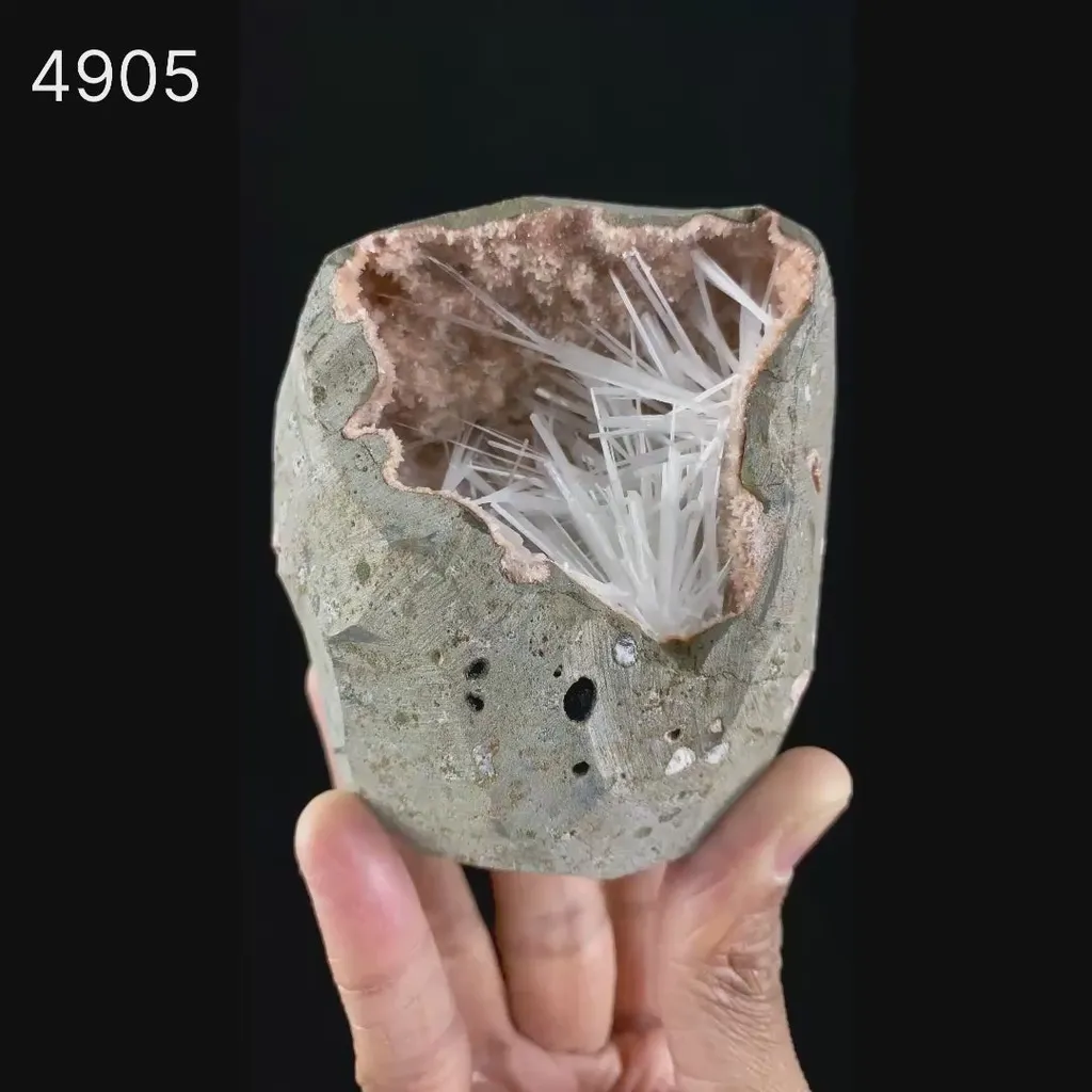 Scolecite Sprays On Heulandite With Stilbite Geode Natural Mineral Specimen - image 7