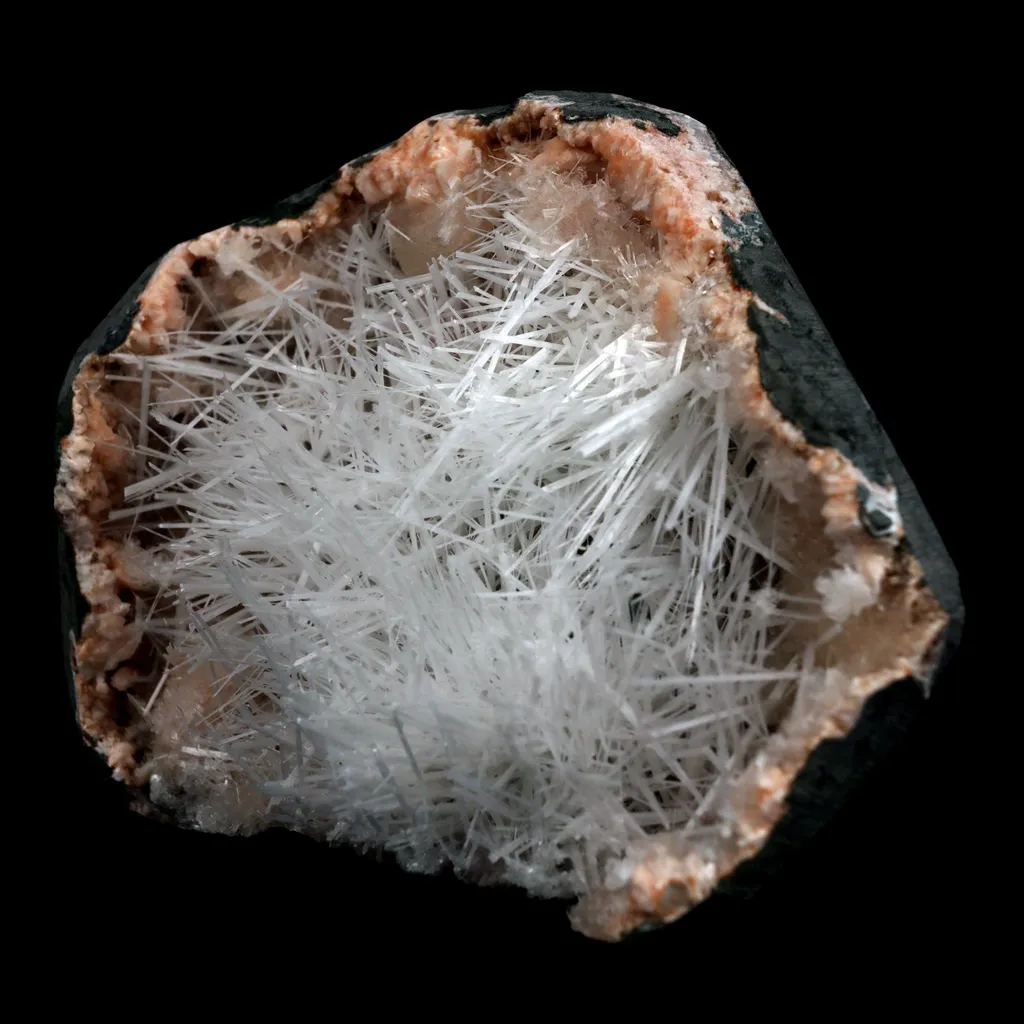 Scolecite Sprays On Heulandite With Stilbite Geode Natural Mineral Specimen - image 3