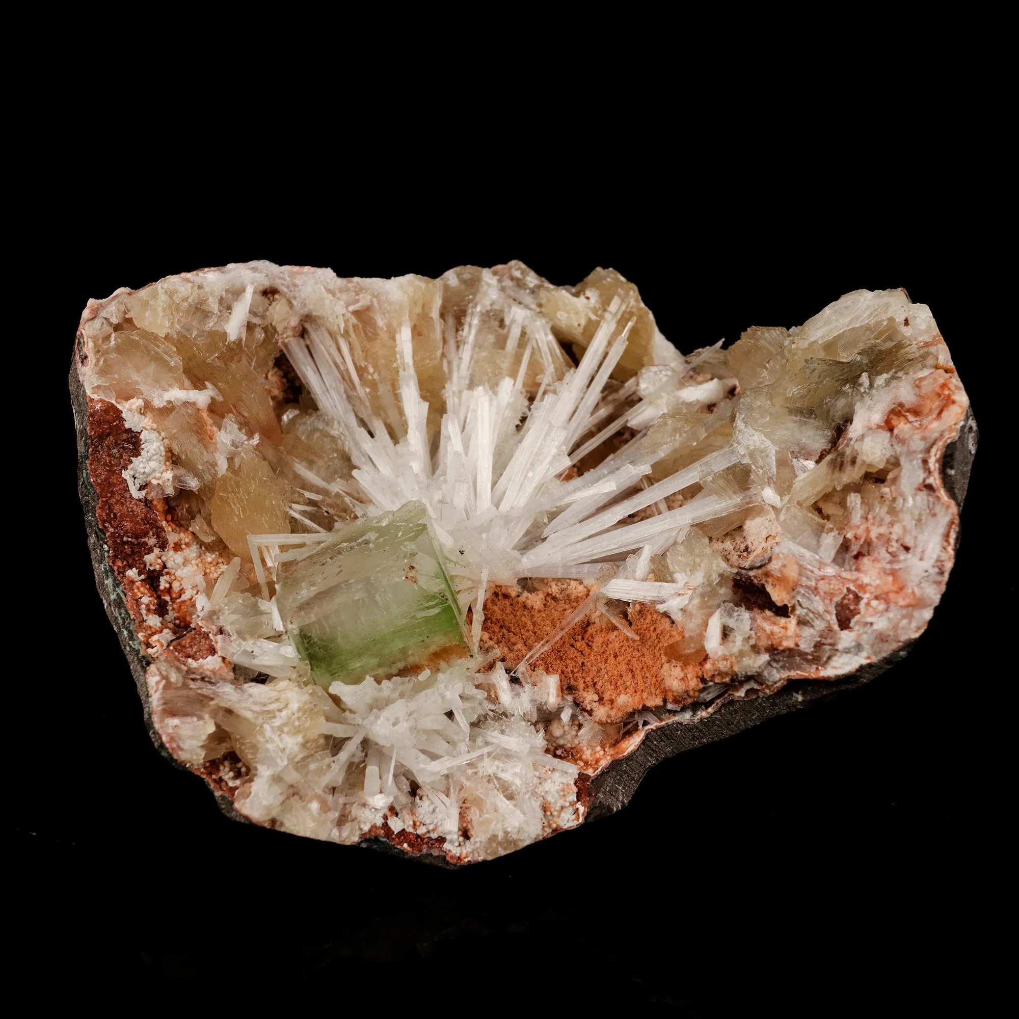 Scolecite Sprays With Apophyllite Green and Stilbite inside Heulandite Geode Natural Mineral Specimen - image 1
