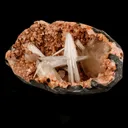 Scolecite Sprays with Calcite Inside Heulandite Geode Natural Mineral Specimen - image 3
