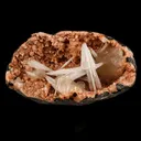 Scolecite Sprays with Calcite Inside Heulandite Geode Natural Mineral Specimen - image 1