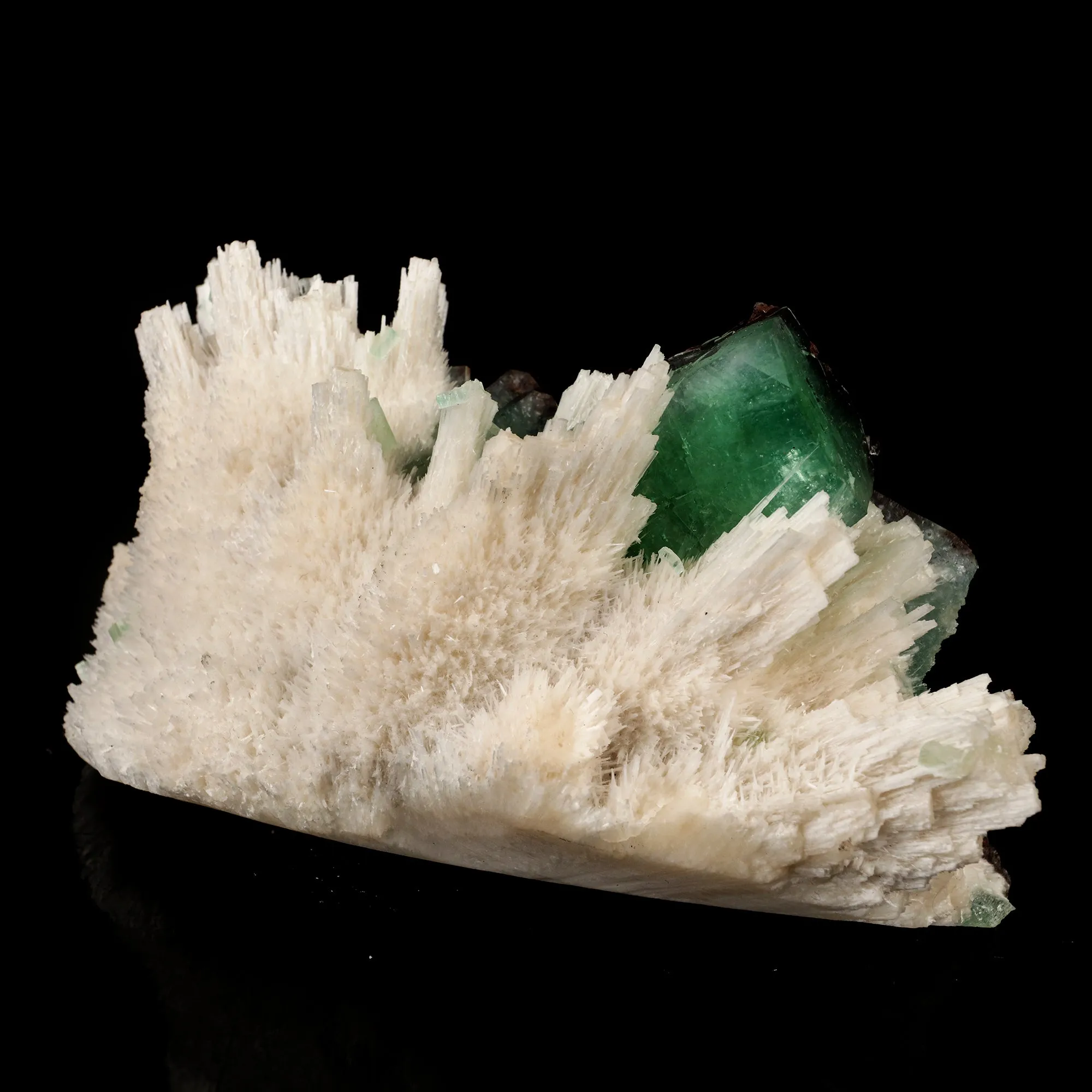 Scolecite Sprays with green Apophyllite cube Free Standing Natural Mineral Specimen - image 3
