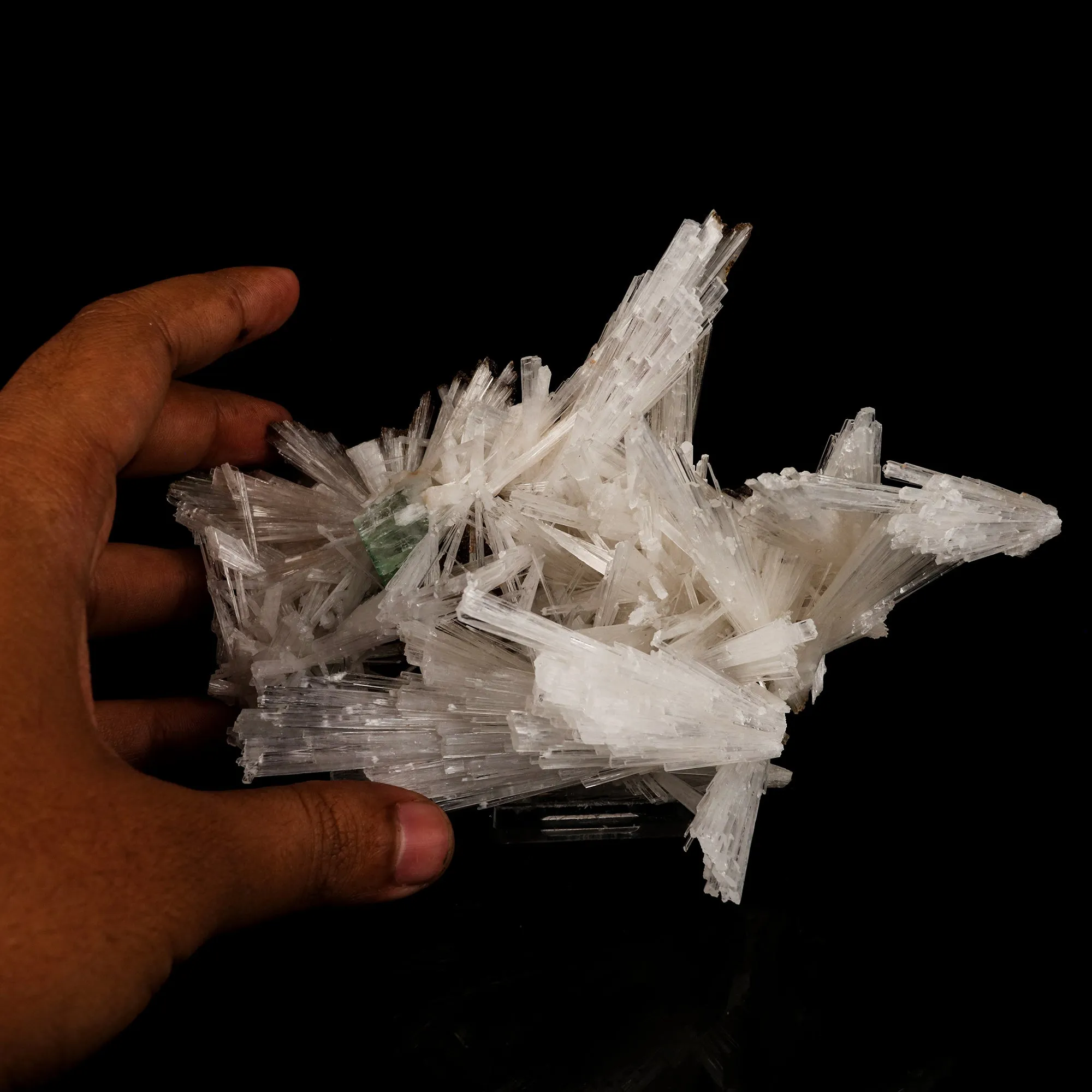 Scolecite Sprays with green Apophyllite cube Natural Mineral Specimen - image 4