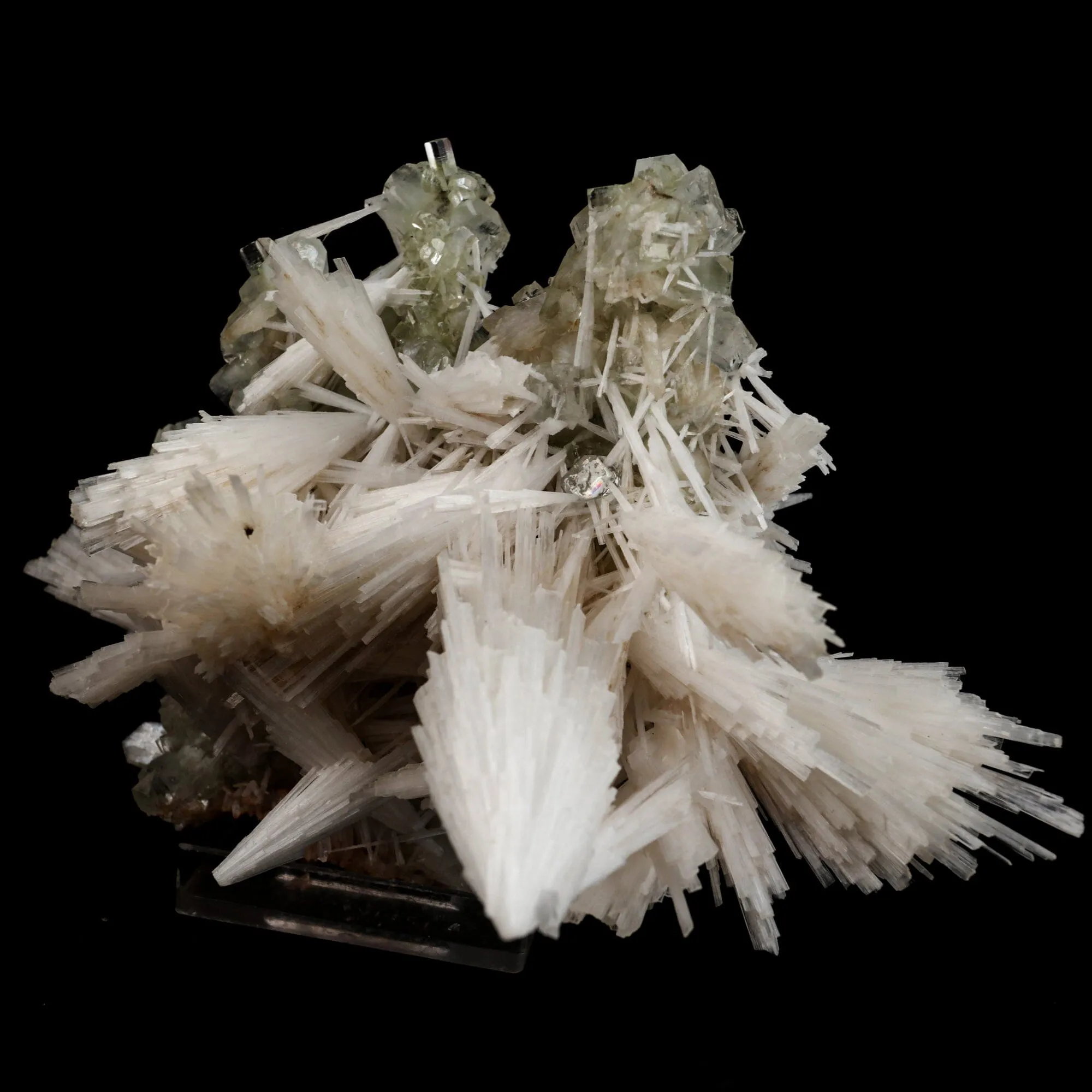 Scolecite Sprays with green Apophyllite cube Natural Mineral Specimen - image 3