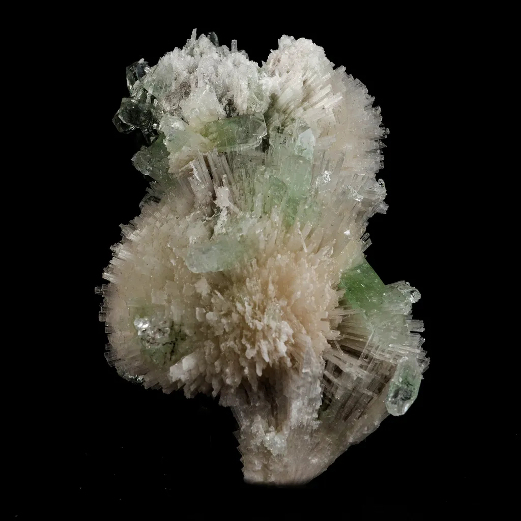 Scolecite Sprays with Green Apophyllite Natural Mineral Specimen image