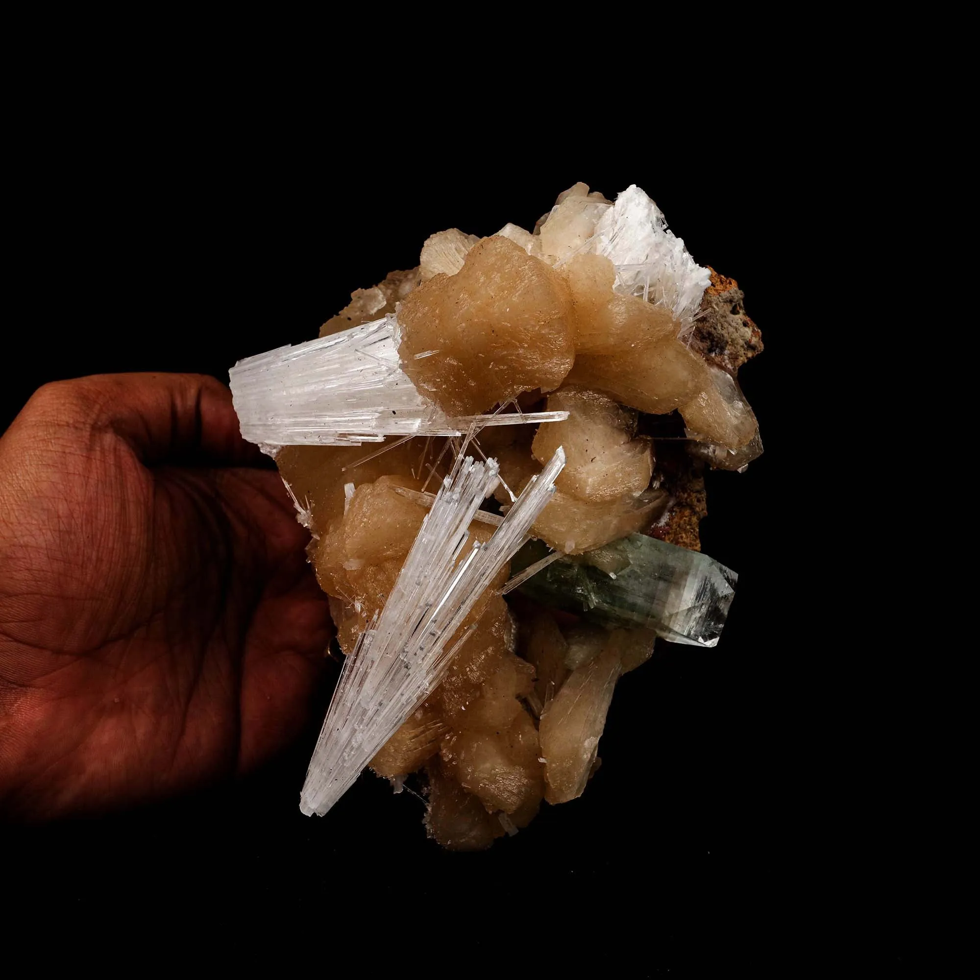 Scolecite Sprays with Green Apophyllite Sitlbite Natural Mineral Specimen - image 4