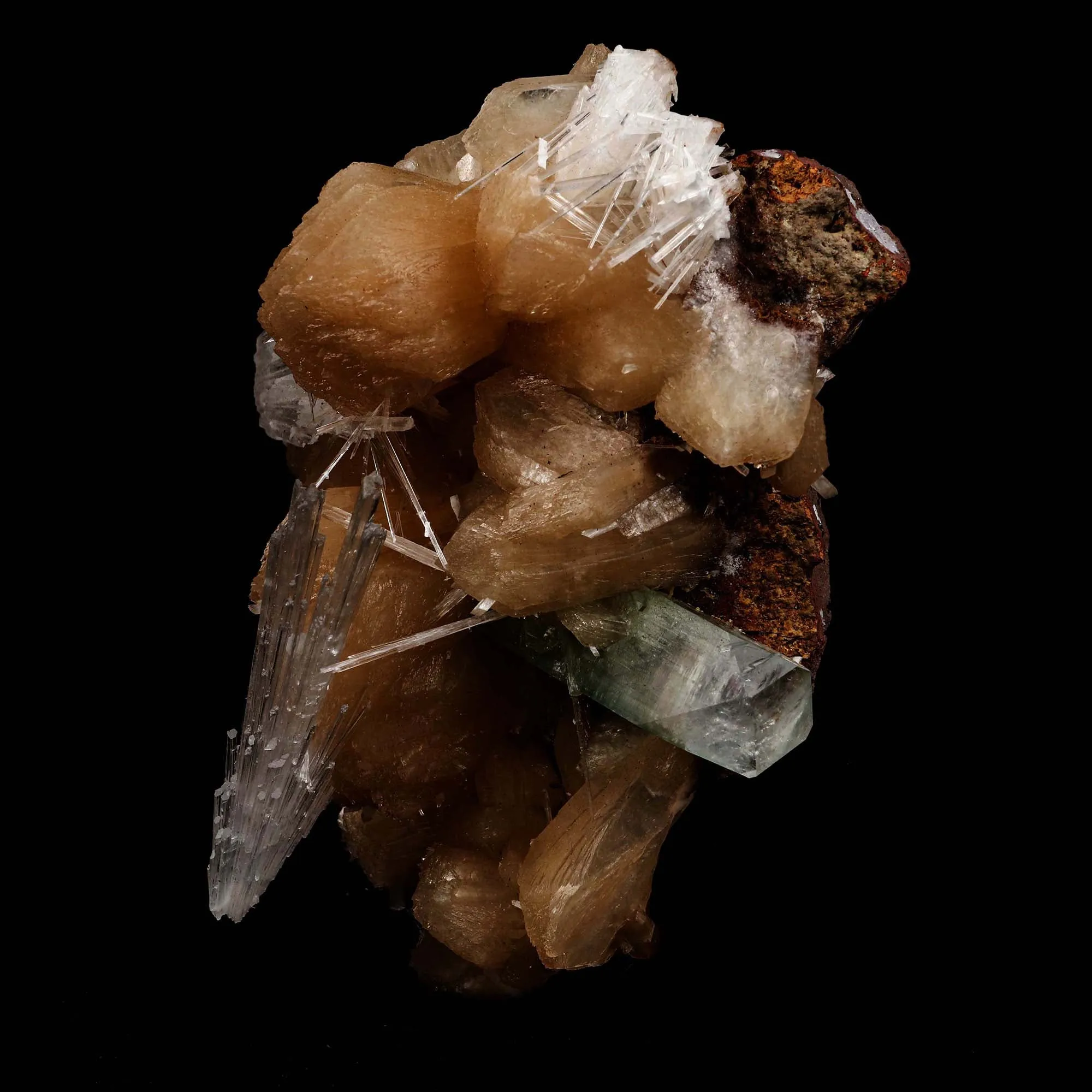 Scolecite Sprays with Green Apophyllite Sitlbite Natural Mineral Specimen - image 2