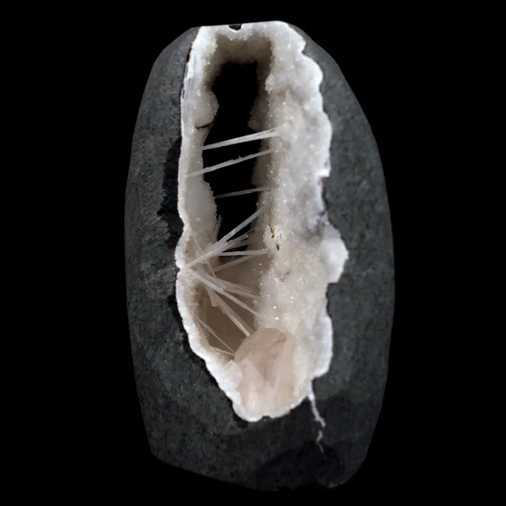 Scolecite Sprays with Heulandite Inside MM Quartz Natural Mineral Specimen image