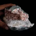 Scolecite Sprays with Stilbite Inside Heulandite Geode Natural Mineral Specimen - image 4