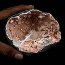 Scolecite Sprays with Stilbite Inside Heulandite Geode Natural Mineral Specimen - image 4