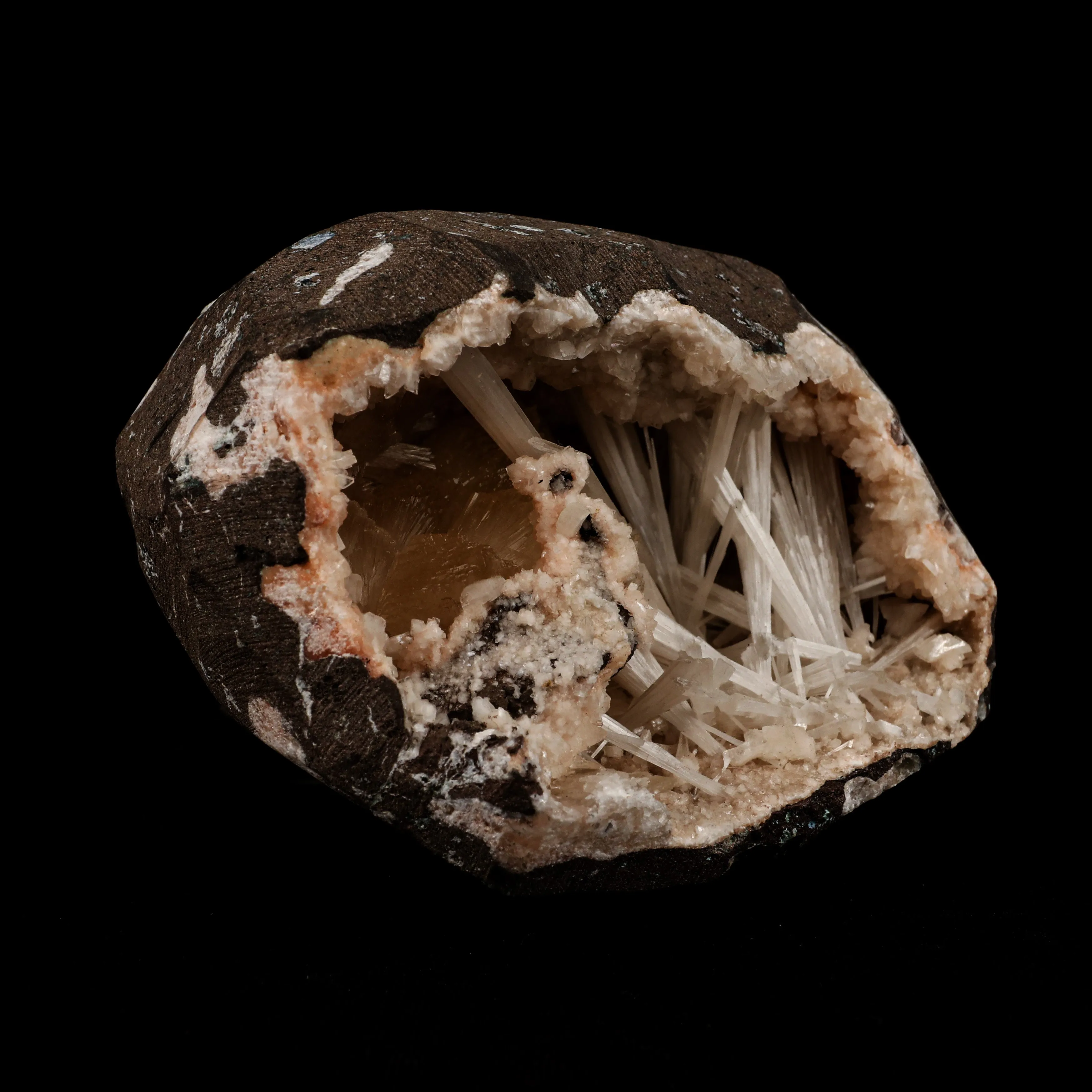 Scolecite Sprays with Stilbite Inside Heulandite Natural Mineral Specimen - image 2