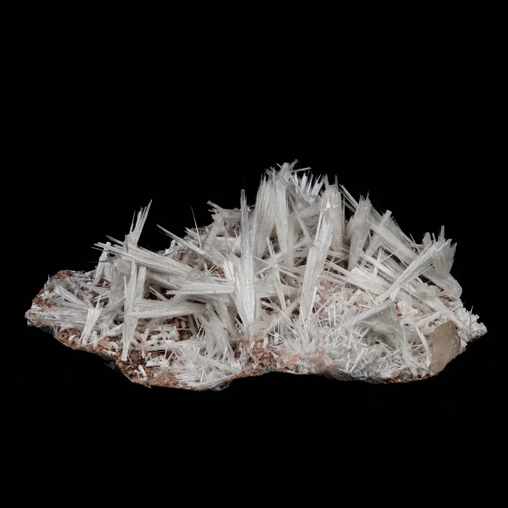 Scolecite Sprays with Stilbite on Heulandite Natural Mineral Specimen image