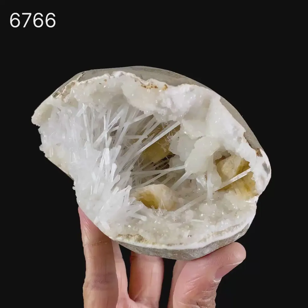 Scolecite with Heulandite in Geode Natural Mineral Specimen - image 5