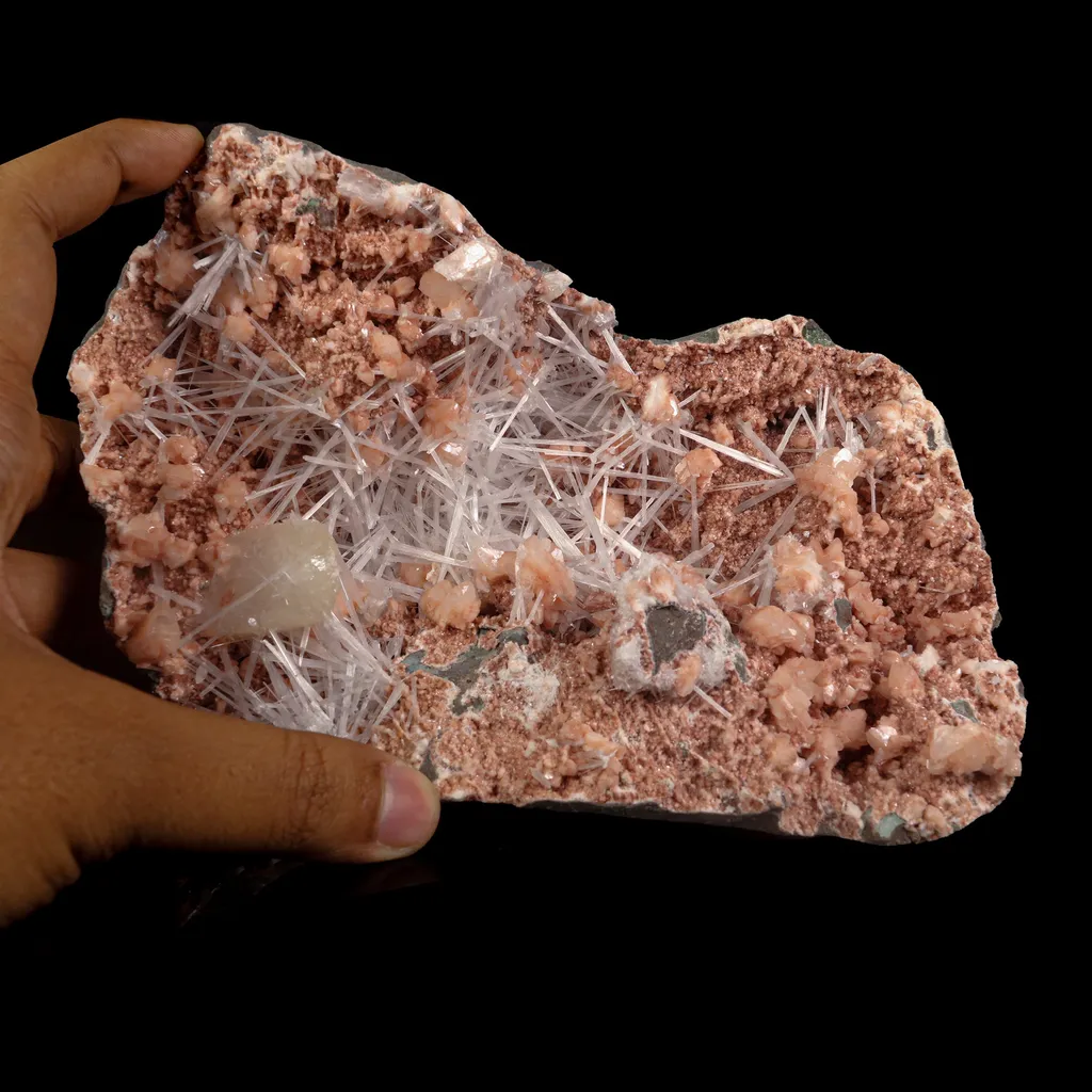 Scolecite with Heulandite in Geode Natural Mineral Specimen - image 4