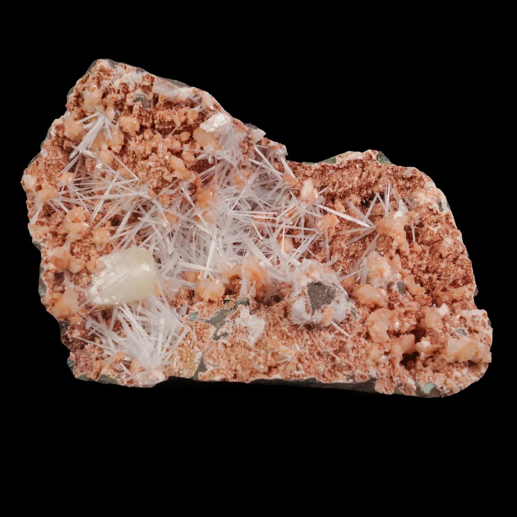 Scolecite with Heulandite in Geode Natural Mineral Specimen image
