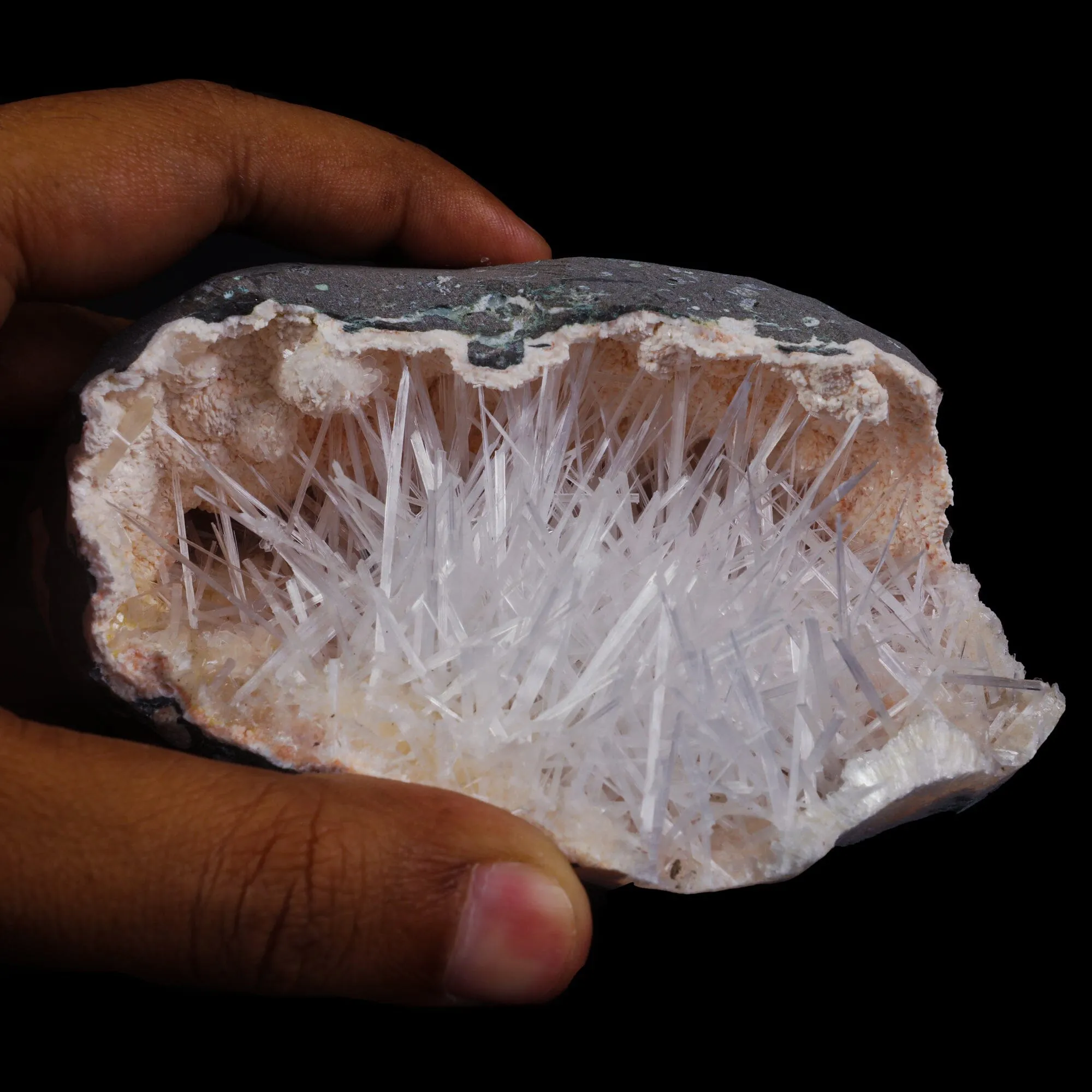 Scolecite with Heulandite in Geode Natural Mineral Specimen - image 4