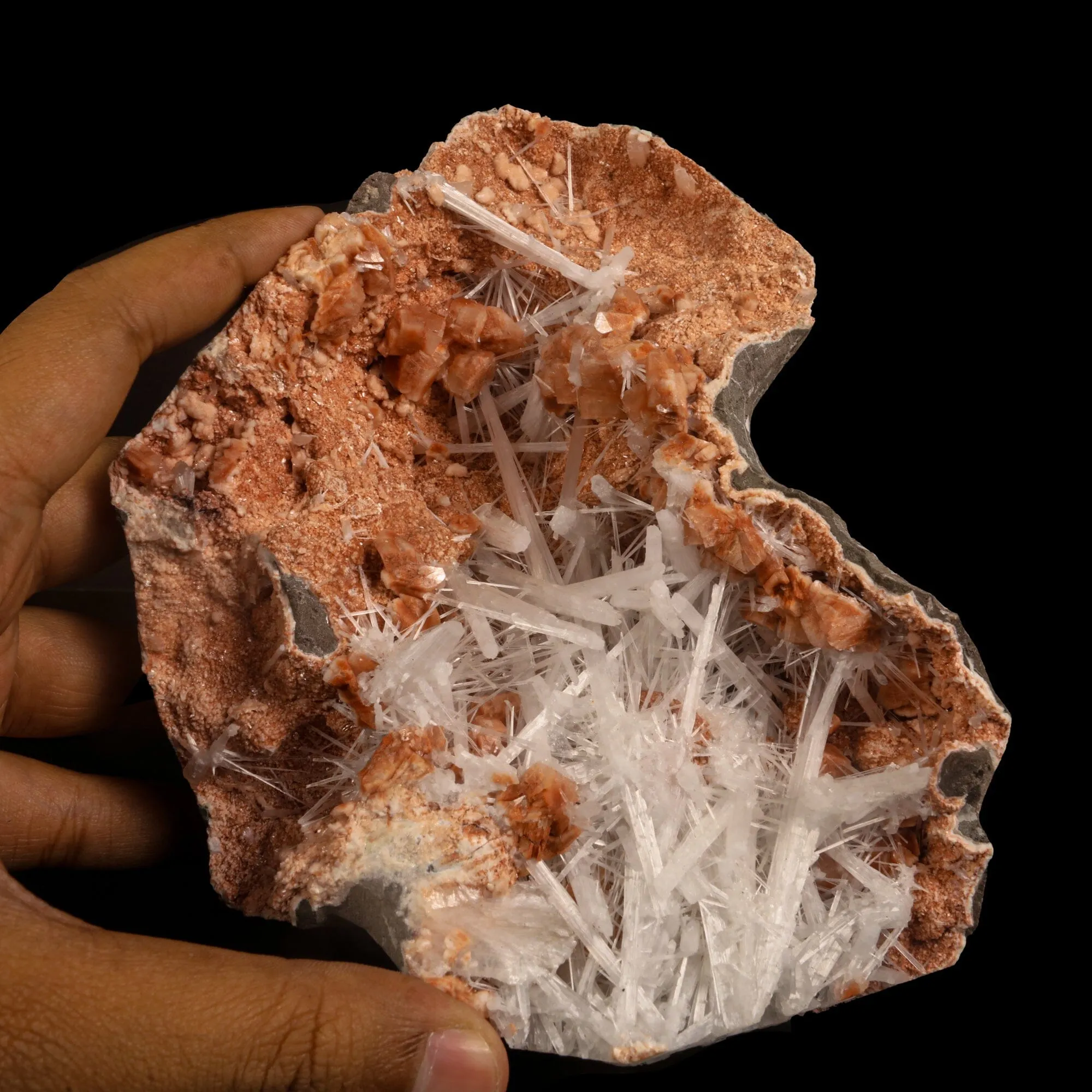 Scolecite with Heulandite in Geode Natural Mineral Specimen - image 4