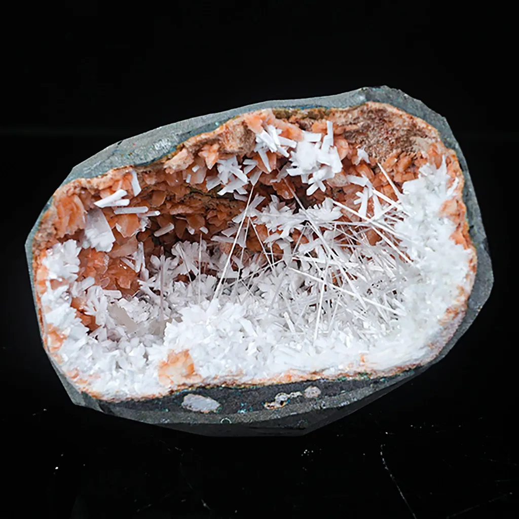 Scolecite with Laumontite in Heulandite Geode Natural Mineral Specimen - image 2