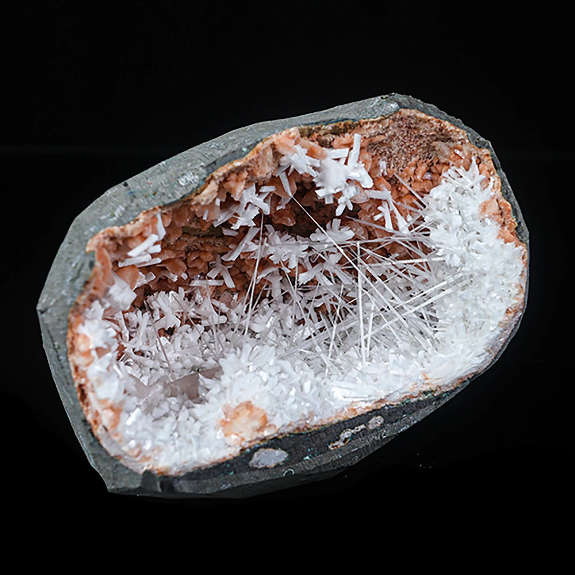 Scolecite with Laumontite in Heulandite Geode Natural Mineral Specimen - image 3