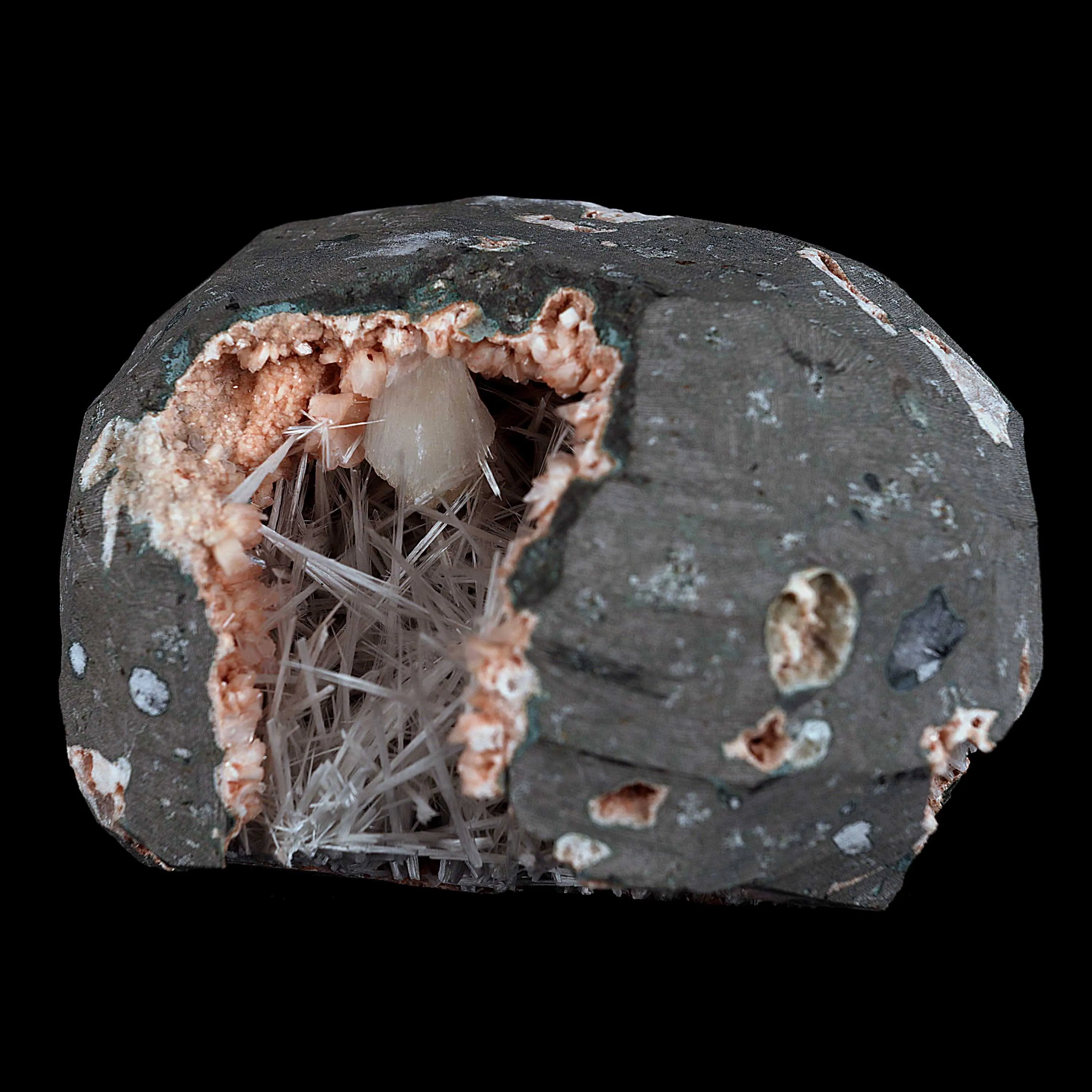 Scolecite With Stilbite Inside Heulandite Geode Natural Mineral Specimen - image 3