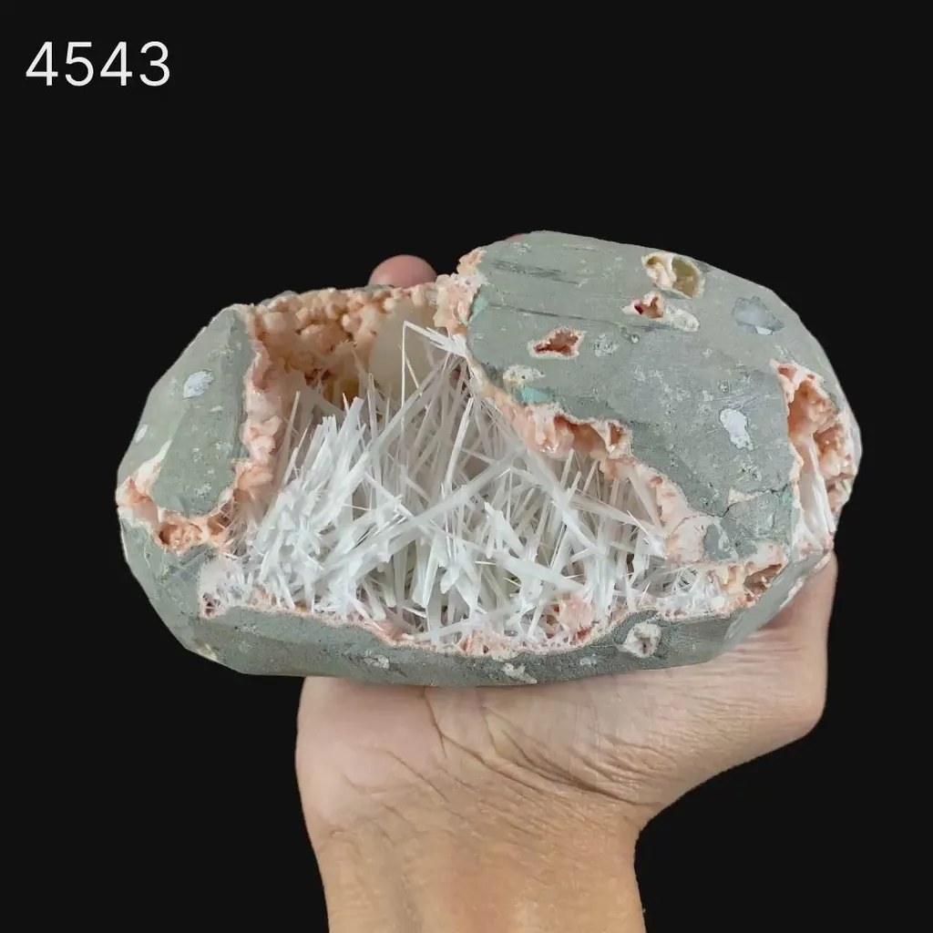 Scolecite With Stilbite Inside Heulandite Geode Natural Mineral Specimen - image 7