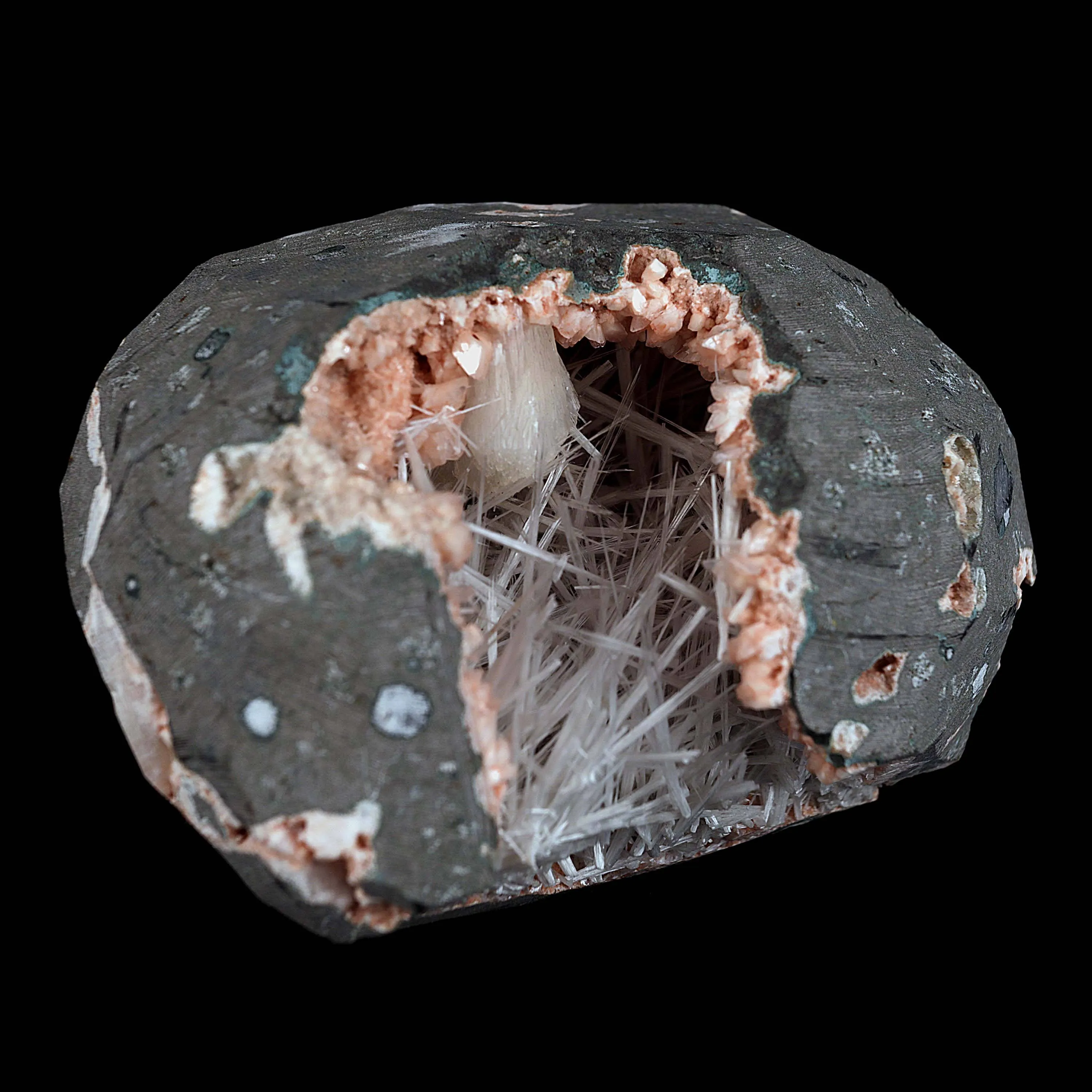 Scolecite With Stilbite Inside Heulandite Geode Natural Mineral Specimen - image 2