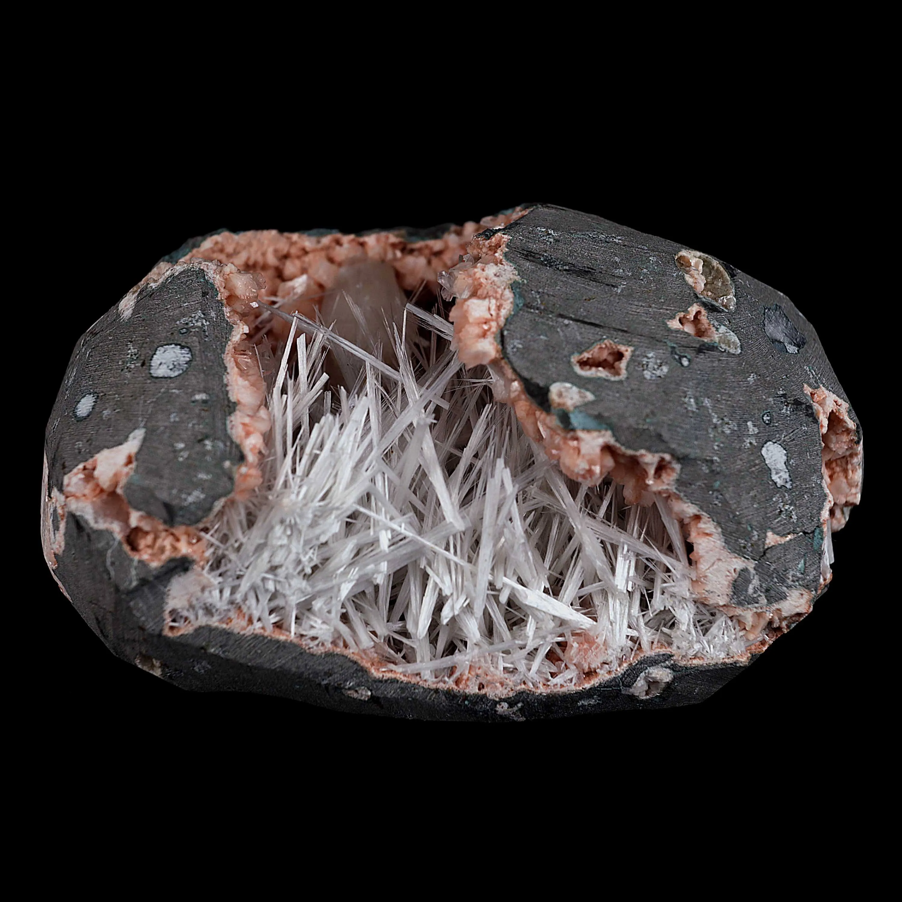 Scolecite With Stilbite Inside Heulandite Geode Natural Mineral Specimen - image 5