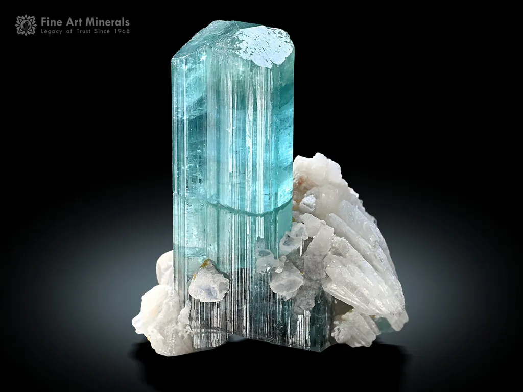 Sea foam Tourmaline with Cleavelandite from Afghanistan image