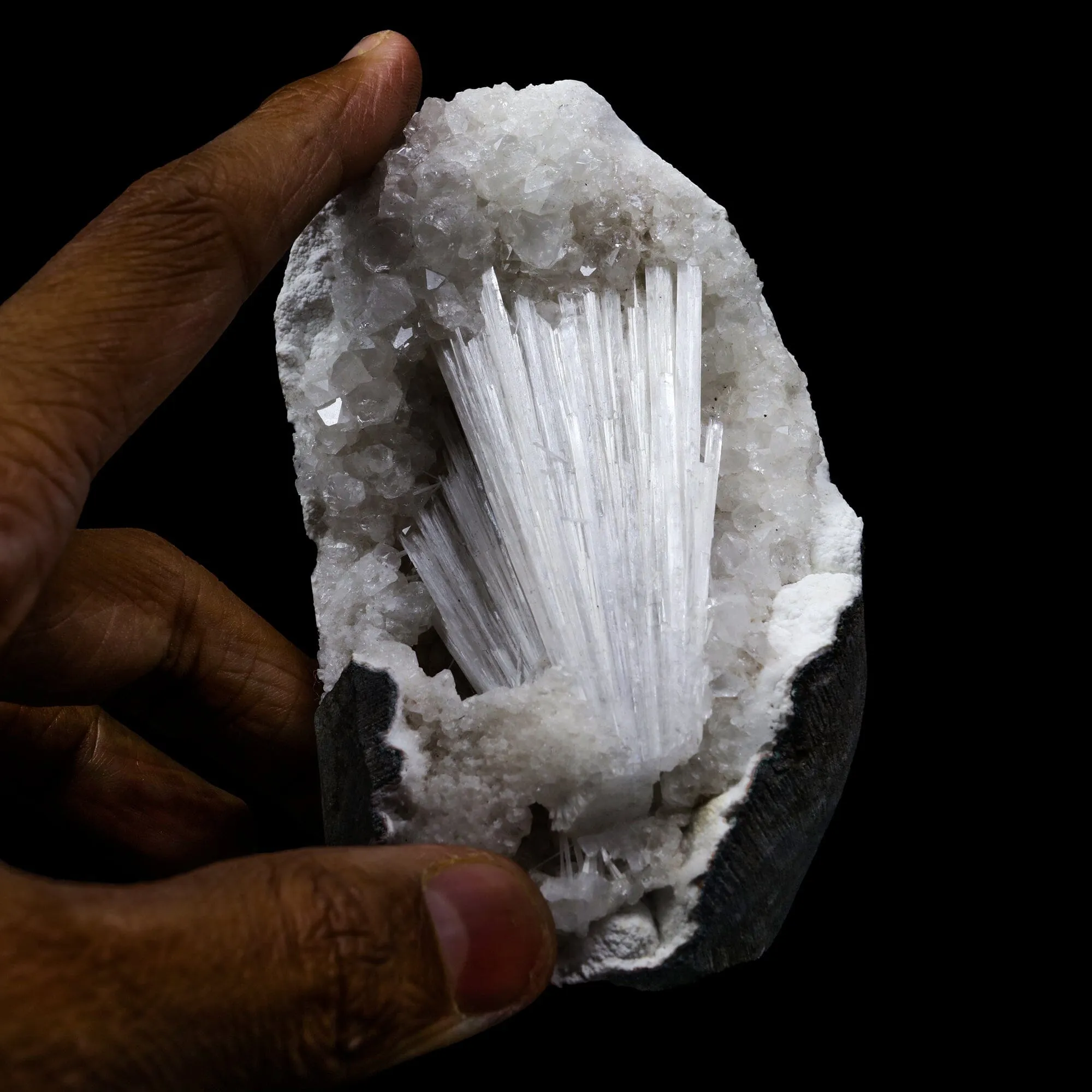 Selfstanding Scolecite Spray Geode With MM Quartz Natural Mineral Specimen - image 4