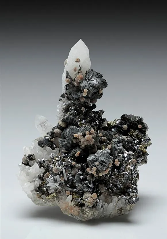 Semseyite on Quartz - image 1