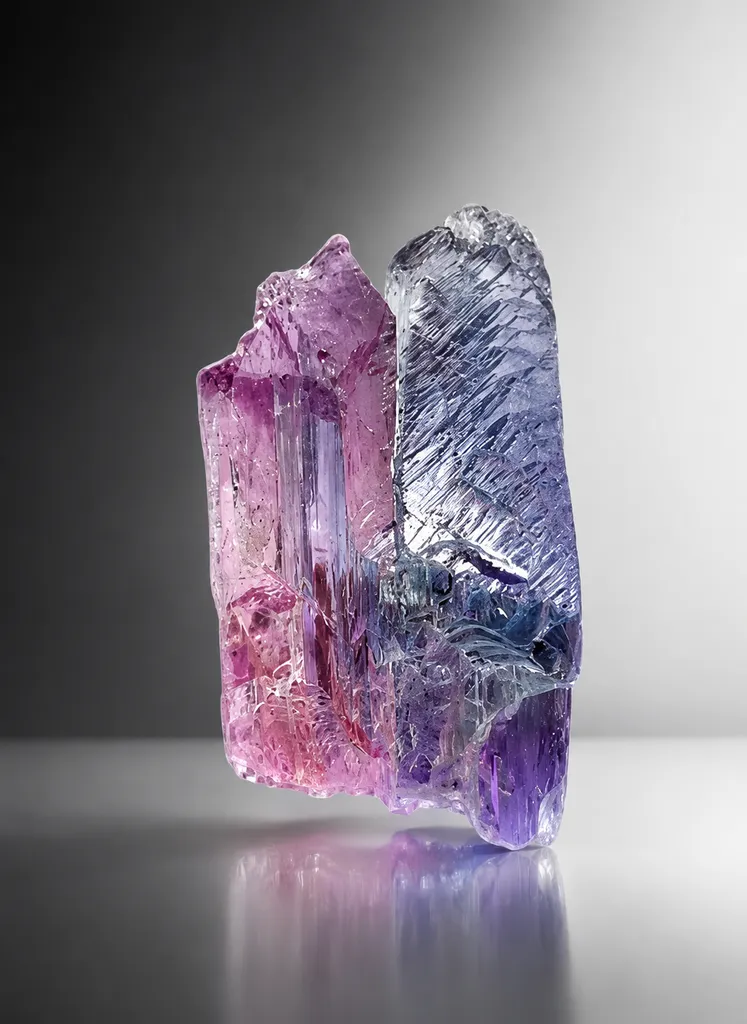 Separate Colour Two Attached Kunzite Crystal from Afghanistan - image 4