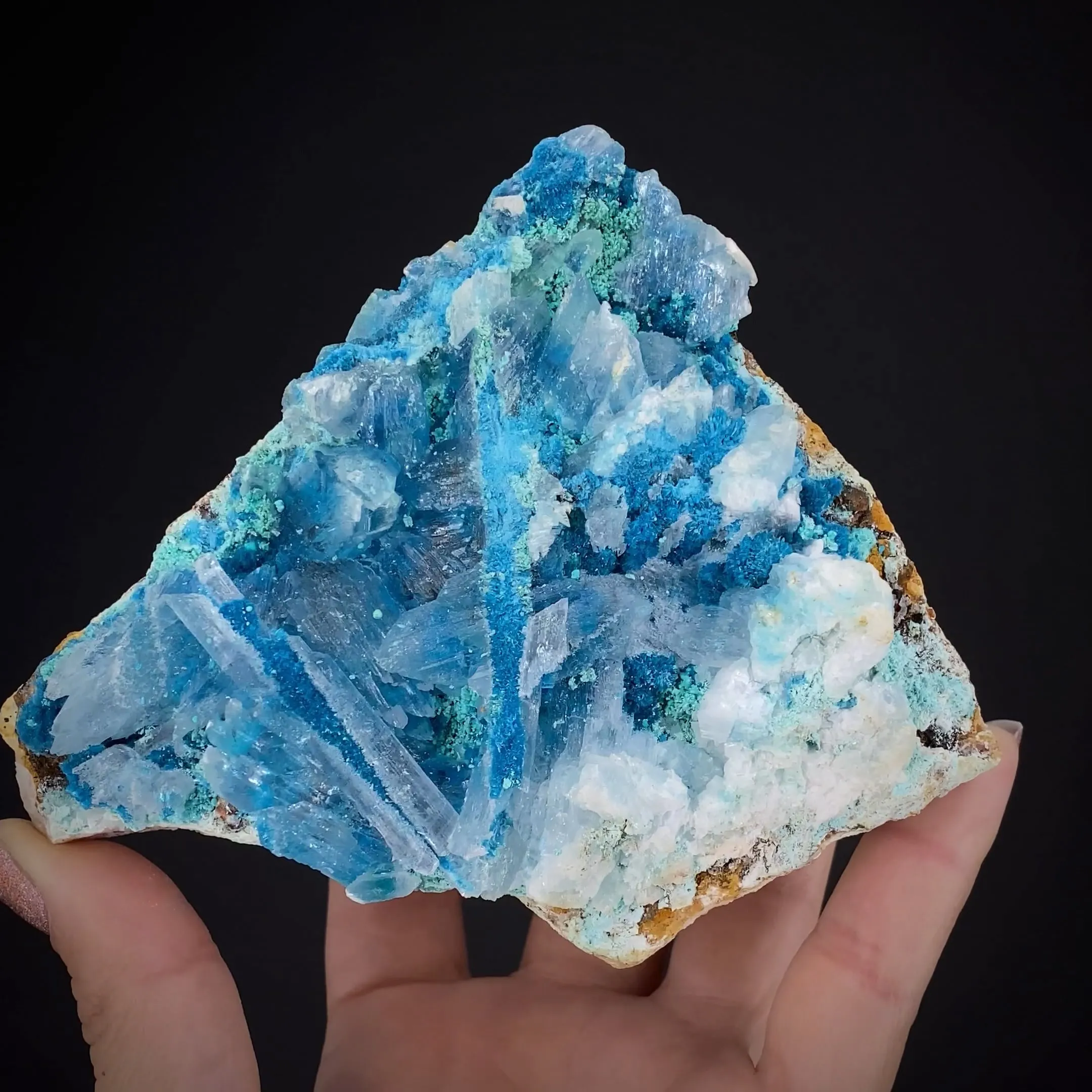 Serpierite & Serpierite inclusions in Gypsum - image 1