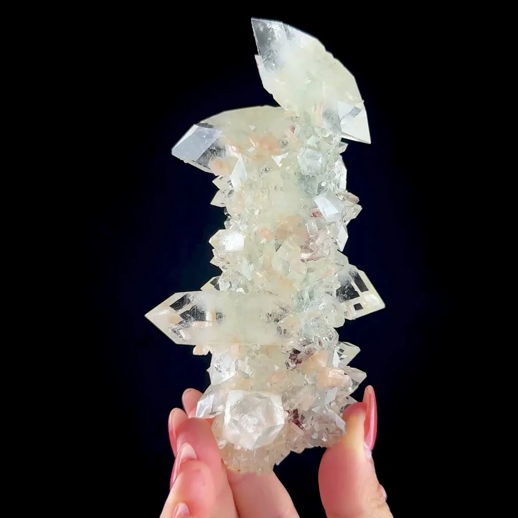 Sharp Terminated Apophyllite with Stilbite Cluster – Natural Zeolite Crystal Specimen | Clear Apophyllite Points, Collector Mineral Display