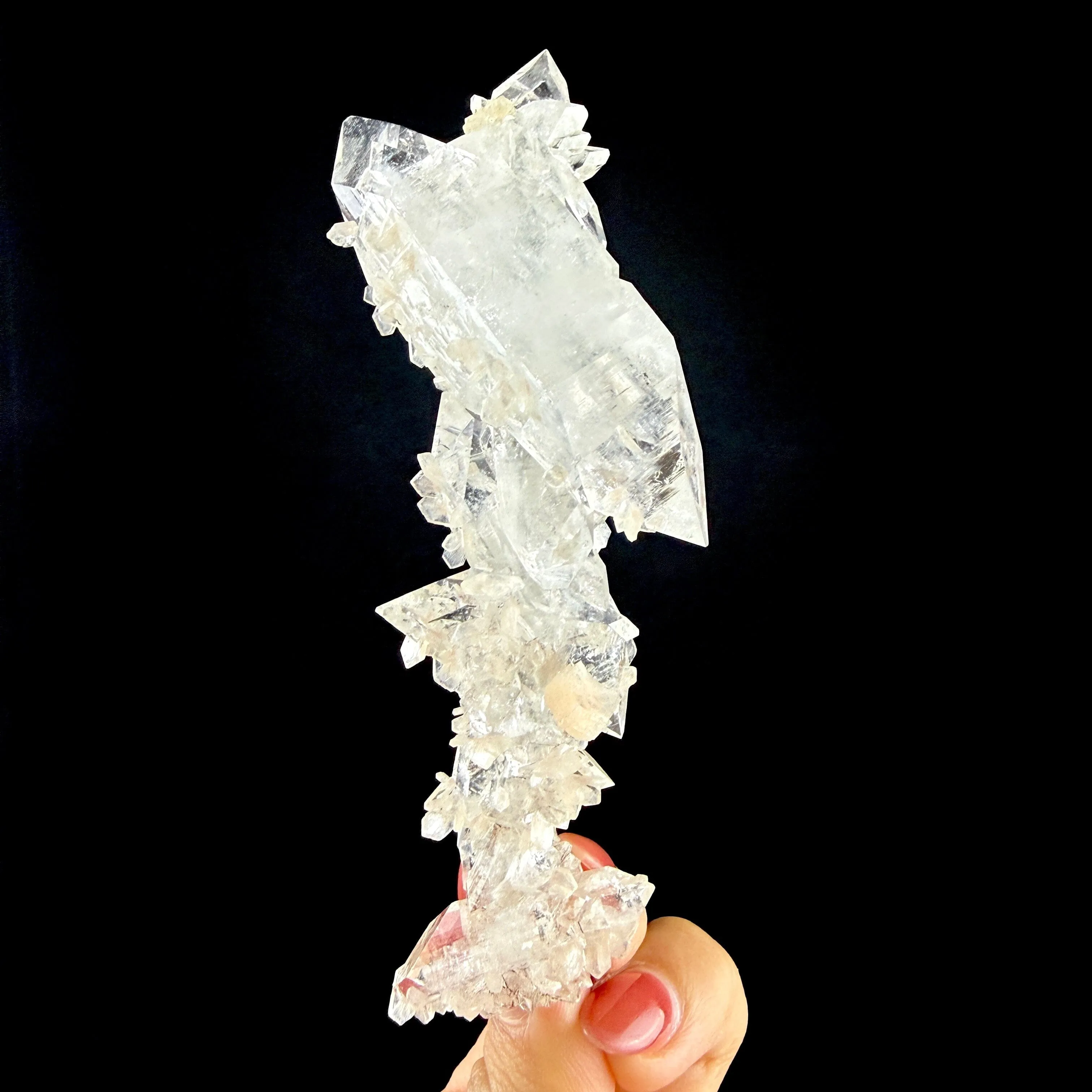 Sharp Terminated Apophyllite with Stilbite Cluster – Natural Zeolite Crystal Specimen | Clear Apophyllite Points, Collector Mineral Display - image 3