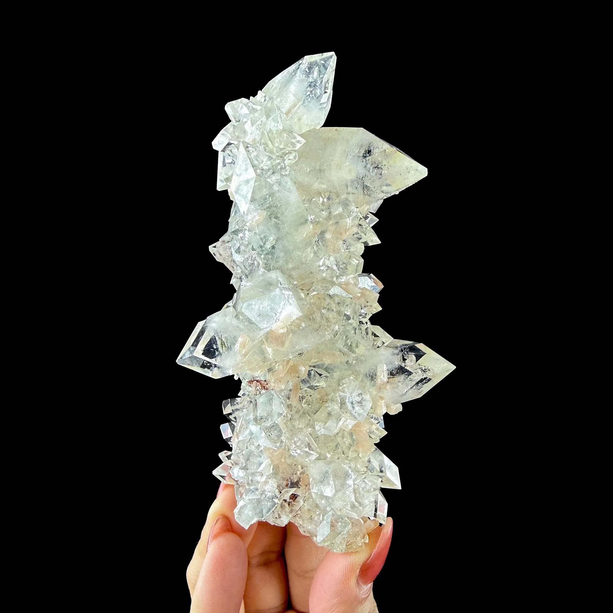 Sharp Terminated Apophyllite with Stilbite Cluster – Natural Zeolite Crystal Specimen | Clear Apophyllite Points, Collector Mineral Display - image 4