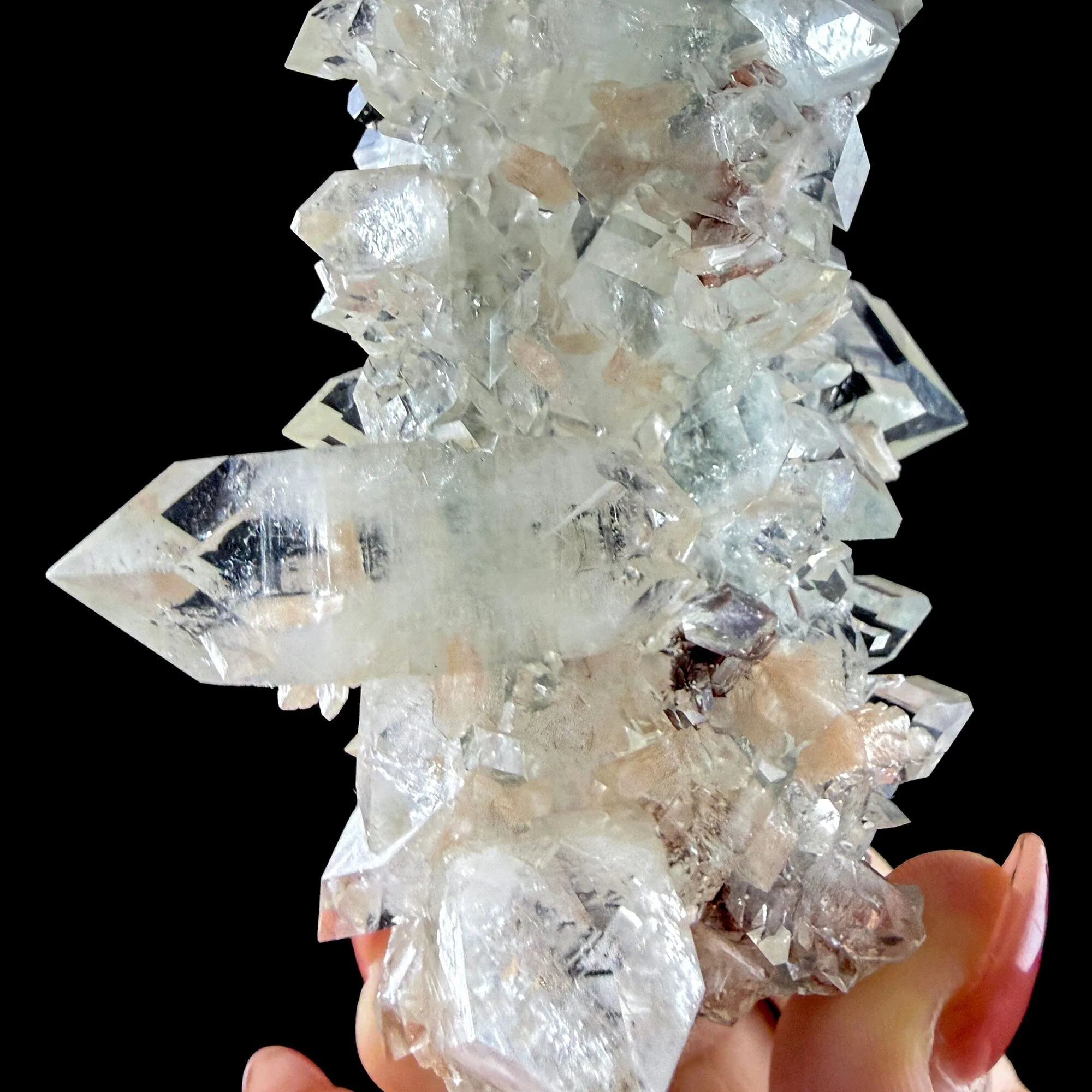 Sharp Terminated Apophyllite with Stilbite Cluster – Natural Zeolite Crystal Specimen | Clear Apophyllite Points, Collector Mineral Display - image 8
