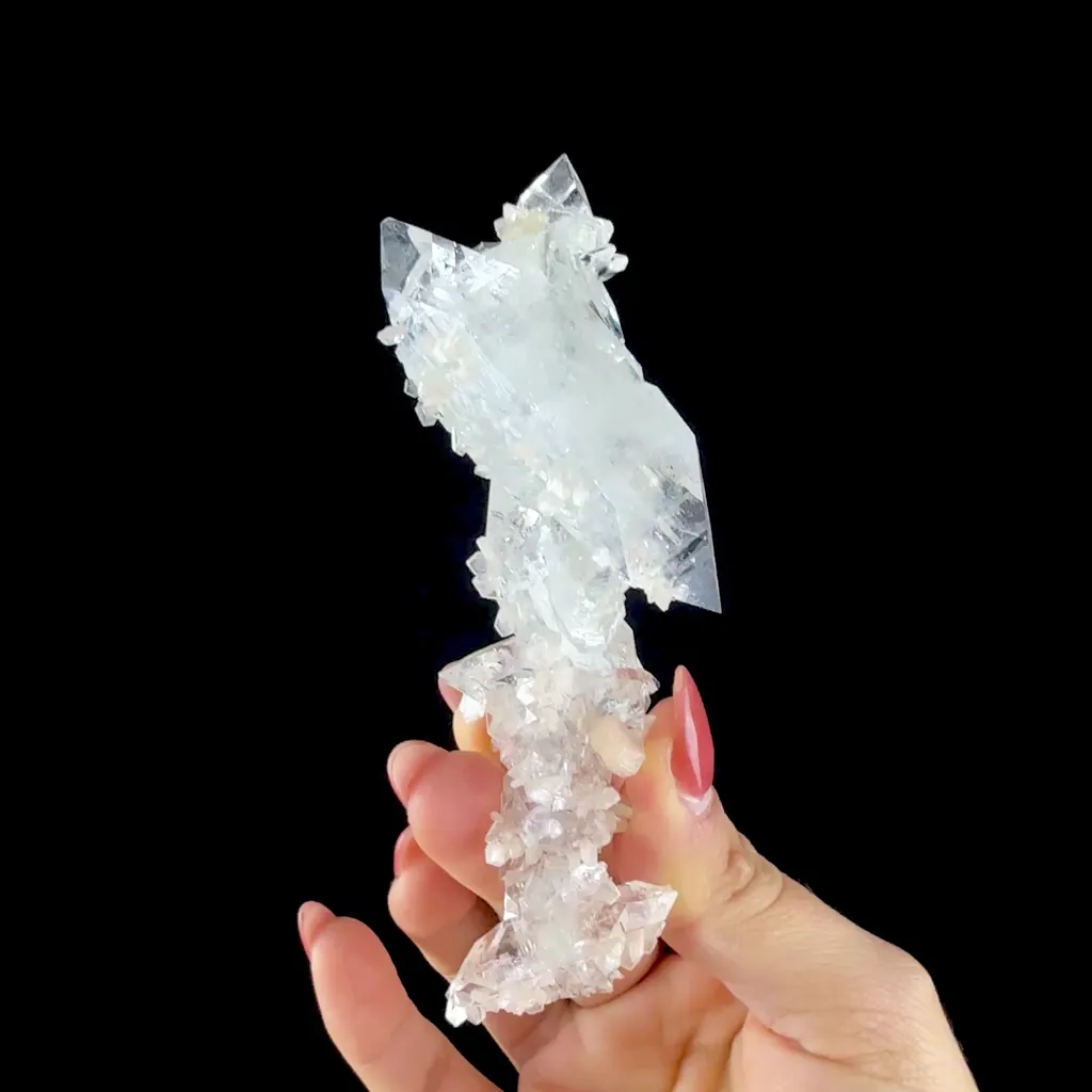 Sharp Terminated Apophyllite with Stilbite Cluster – Natural Zeolite Crystal Specimen | Clear Apophyllite Points, Collector Mineral Display - image 12