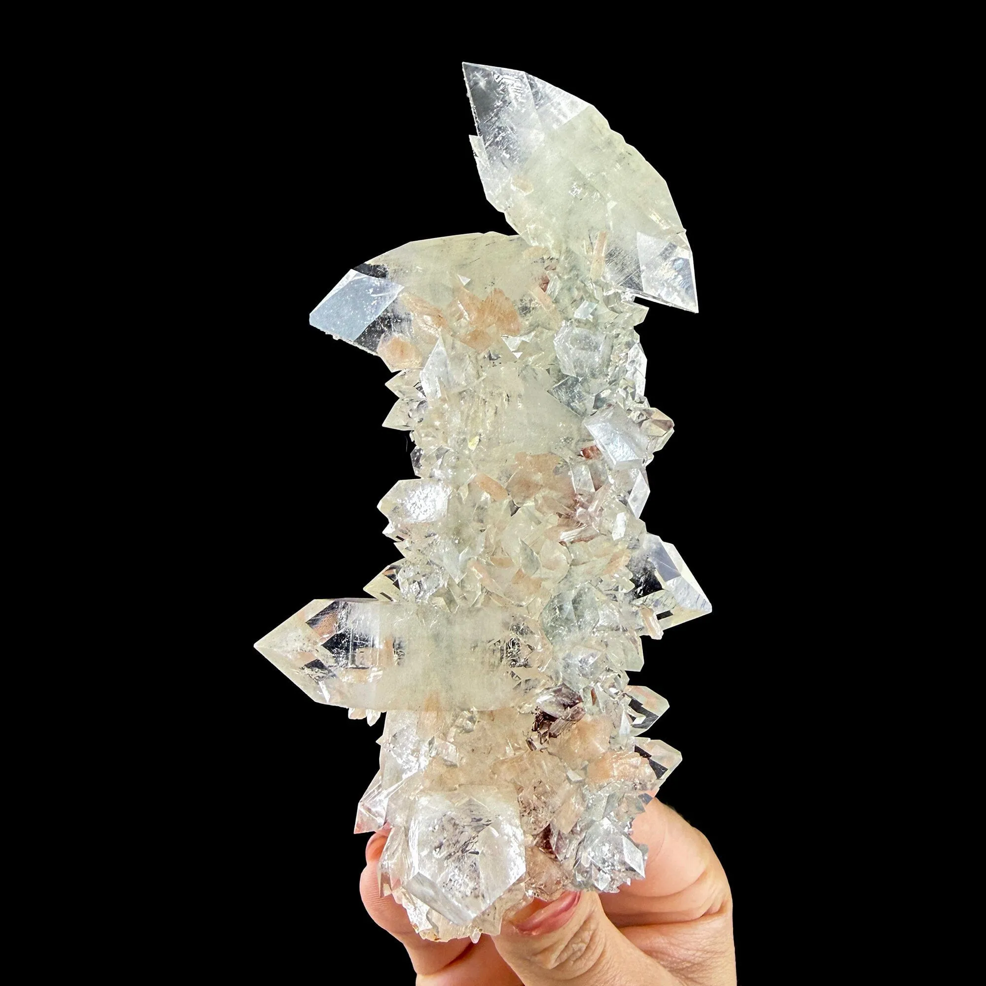 Sharp Terminated Apophyllite with Stilbite Cluster – Natural Zeolite Crystal Specimen | Clear Apophyllite Points, Collector Mineral Display - image 2