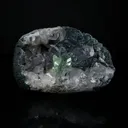Sharp Terminated Green Apophyllite Cluster and Calcite on Shimmering Dark Green Chalcedony Matrix – Natural Indian Zeolite Mineral Specimen from Jalgaon, Maharashtra - image 1