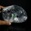 Sharp Terminated Green Apophyllite Cluster and Calcite on Shimmering Dark Green Chalcedony Matrix – Natural Indian Zeolite Mineral Specimen from Jalgaon, Maharashtra - image 4