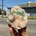 Sharp Terminated Green Apophyllite with Peach Stilbite on Chalcedony Matrix – Rare Zeolite Mineral from Jalgaon,India - image 8