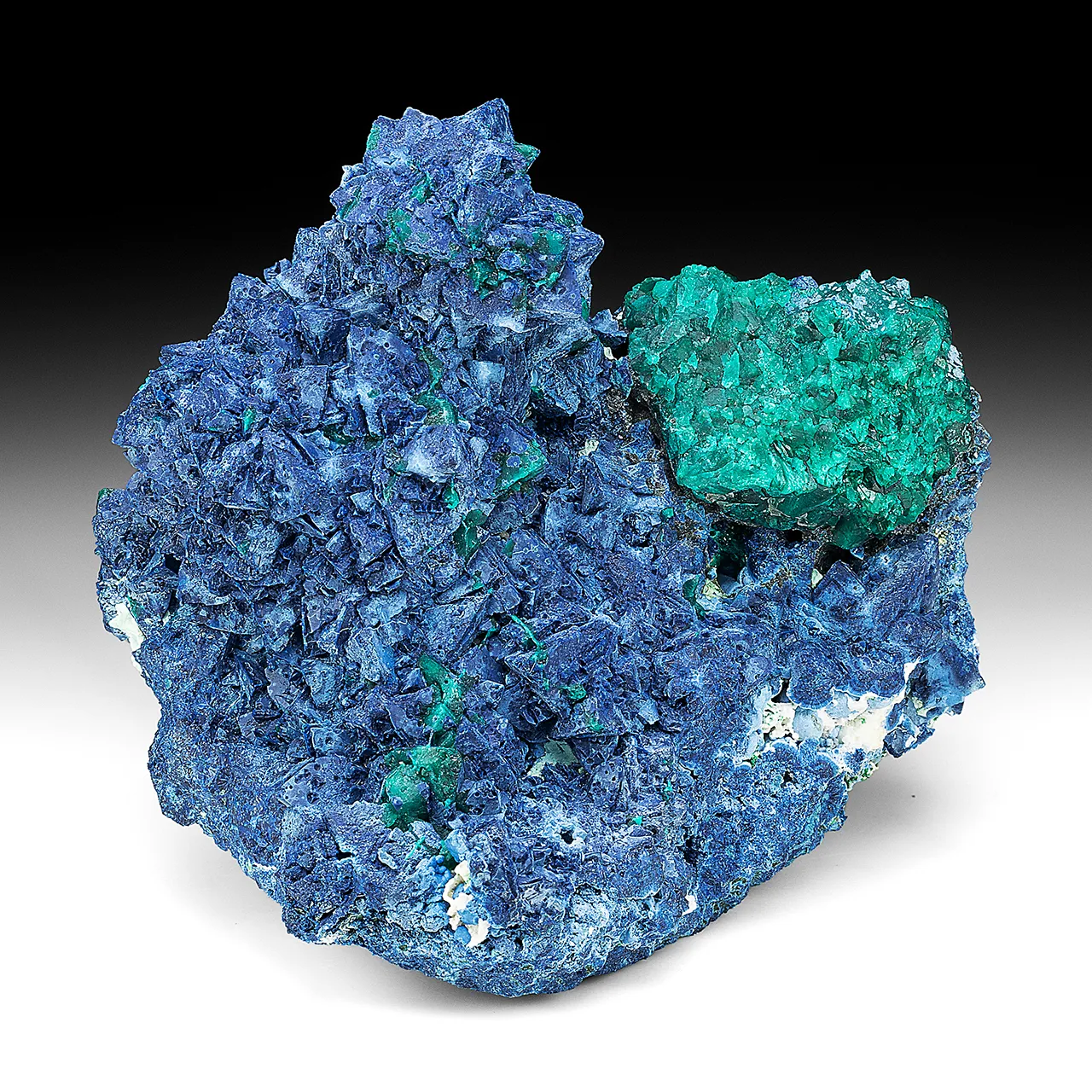 Shattuckite after Calcite with Dioptase - image 1
