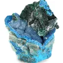 Shattuckite on Malachite on Shattuckite-Included Quartz - image 1