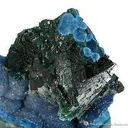 Shattuckite on Malachite on Shattuckite-Included Quartz - image 2