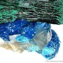 Shattuckite on Primary Malachite on Shattuckite-Included Quartz - image 2