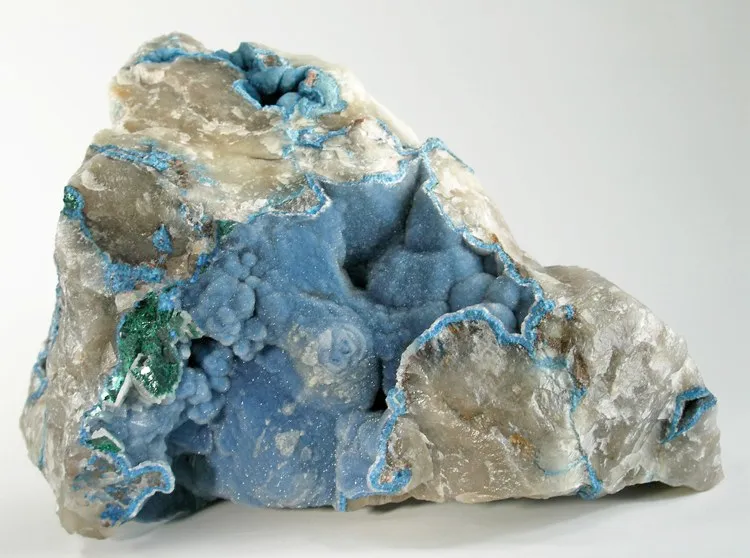 Shattuckite, Quartz, Malachite image