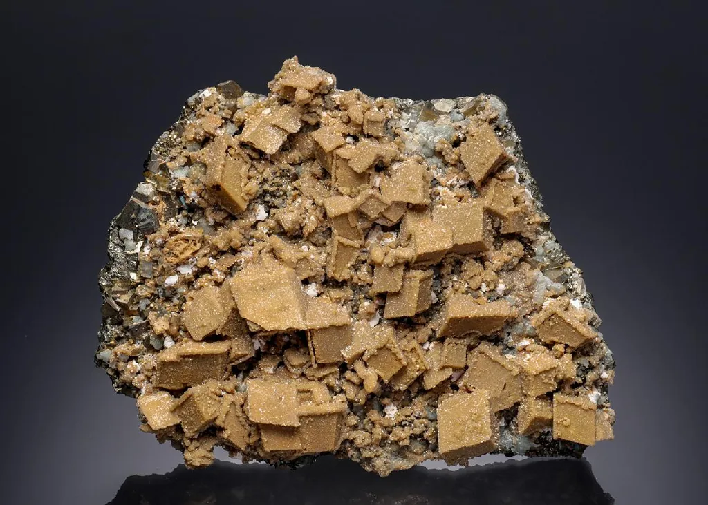 Siderite epimorph after Calcite with Quartz and Pyrite image