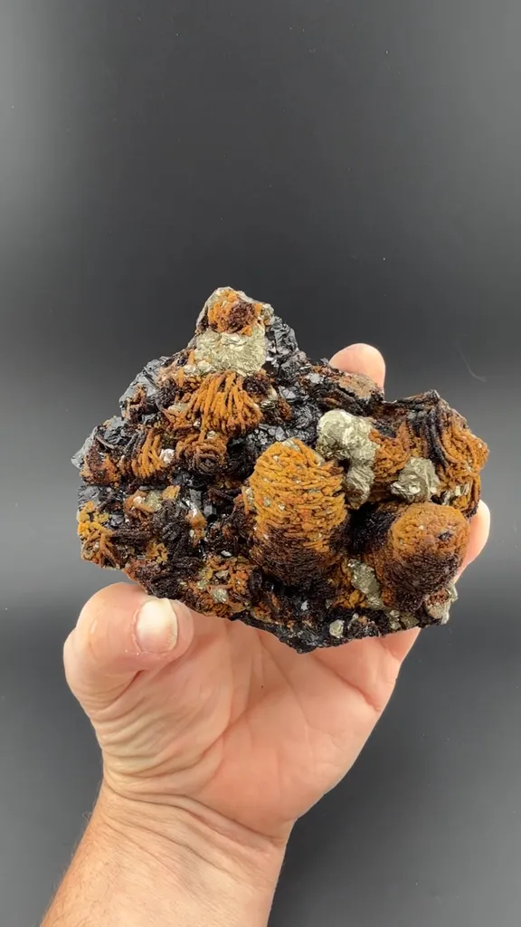 Siderite on Pyrite after Pyrrhotite with Sphalerite image