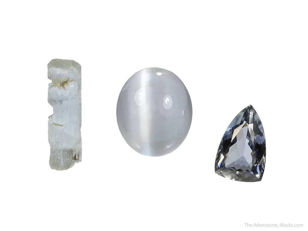 Sillimanite (3 piece rough and cut set) image