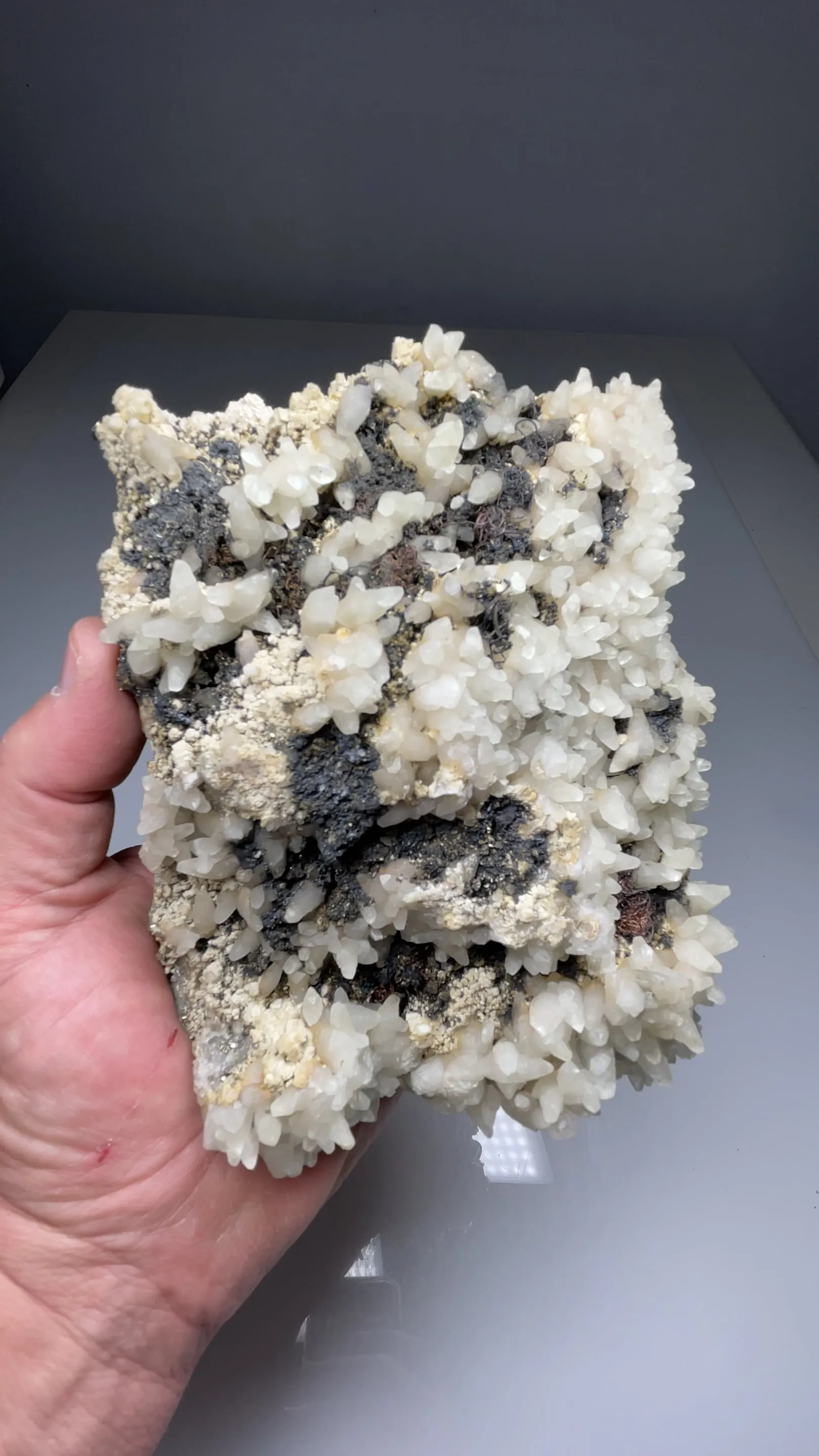 Silver, Acanthite with Calcite - image 3